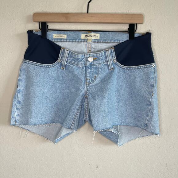 Madewell Maternity Relaxed Mid Length Denim Shorts Pull-On NEW - Size 25 - Picture 4 of 8